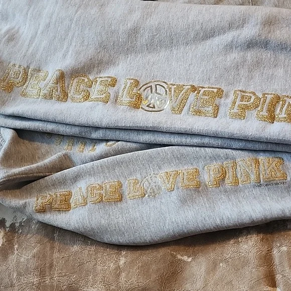 Y2K Pink Peace Bling Dog Set. Zip up hoodie with matching capris.Size: S - Picture 4 of 10